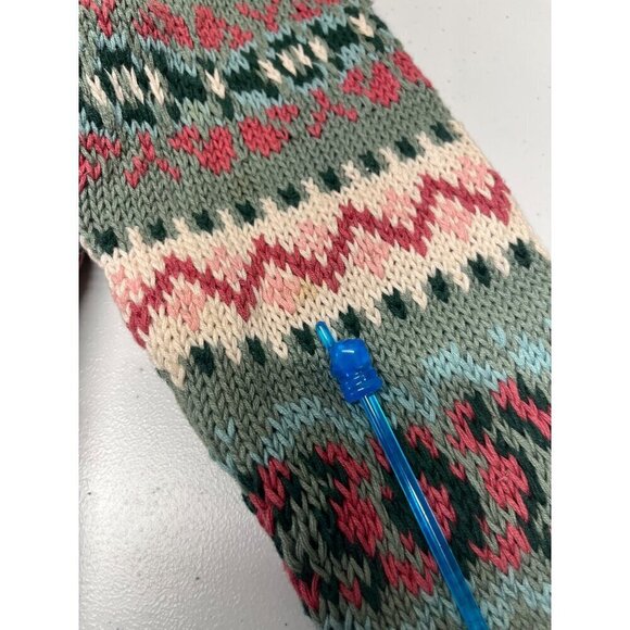 VTG Knit Cardigan Sweater Womens Small Fair Isle Nordic Cottagecore Green Pink - Picture 2 of 8